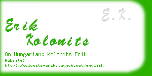 erik kolonits business card